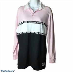 PINK Nation Rugby Color Block Top